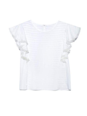 Ультрамодная шелковистая блузка с воланами LBL 908 || Блуза жін. CE LBL 908, р.170-96-102, white