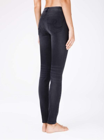 Моделирующие джинсы из премиального денима с вышивкой CON-100 Lycra || Брюки джинсові жін. CE CON-100, р.170-94, чорний