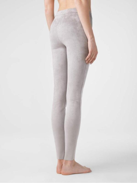Леггинсы из искусственной замши с высокой посадкой DESIRE LUX, р.170-98, silver cloud