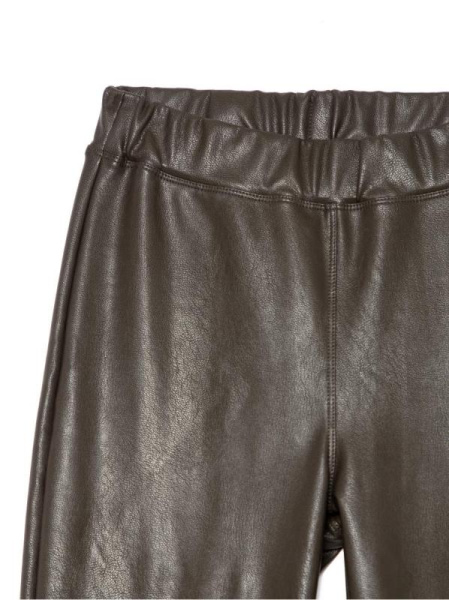 Моделирующие термолеггинсы с высокой посадкой из искусственной кожи BELLA CONTE, р.170-90, deep khaki