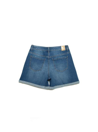 Джинсовые eco-friendly шорты A-силуэта с высокой посадкой CON-199 || Шорти джинсові жін. CE CON-199, р.170-102, washed mid blue