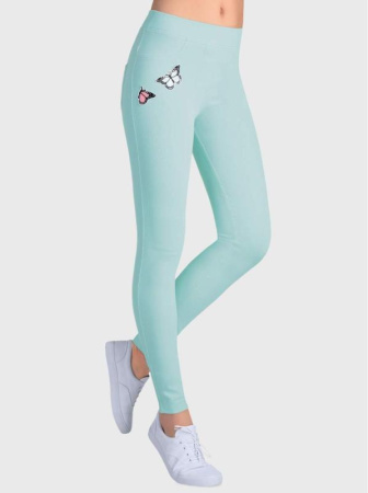 Моделирующие джеггинсы с аппликацией Бабочки NOVA, р.164-94, mentol || Моделюючі джеггінси з аплікацією Метелики NOVA, р. 164-94, mentol