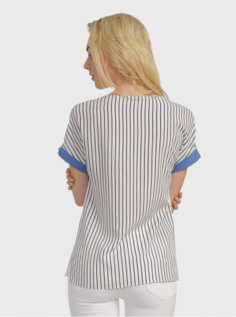 Блузка из вискозы с брошью LBL 724 || ВТЖ Блуза жін. CE LBL 724, р.170-100-106, біло-блакитний