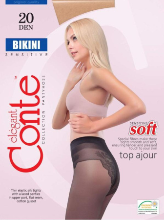 Колготки с имитацией ажурных трусиков BIKINI 20 Lycra, р.4, Bronz || Колготки з імітацією ажурних трусиків BIKINI 20 Lycra, р. 4, Bronz