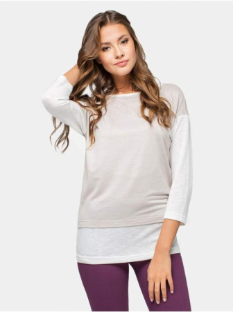 Комбинированный джемпер со спущенной линией плеча LD 629