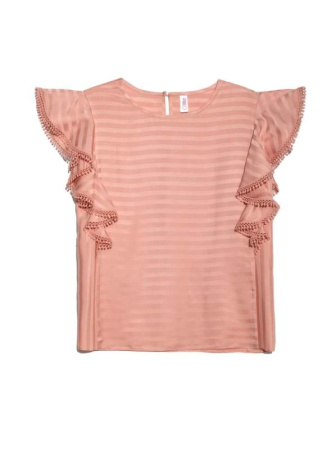 Ультрамодная шелковистая блузка с воланами LBL 908 || Блуза жін. CE LBL 908, р.170-96-102, dusty rose