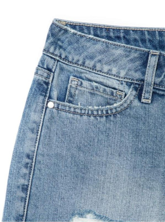 Джинсовые eco-friendly шорты c эффектом потертости CON-132 || Шорти джинсові жін. CE CON-132, р.170-102, mid blue