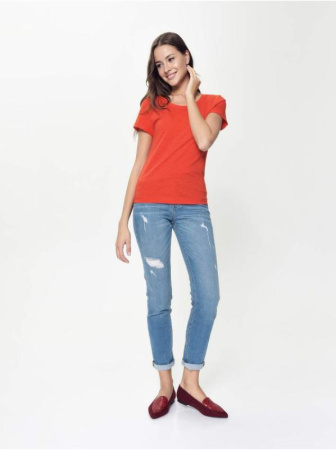 Хлопковая футболка с отложными манжетами LD 926 || Джемпер жін. CE LD 926, р.170-96, sunset orange
