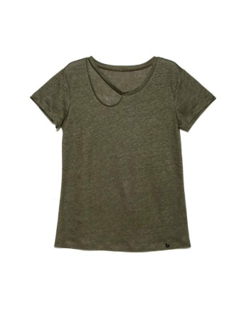 Льняная футболка с вырезом &quot;капелька&quot; LD 919 || Джемпер жін. CE LD 919, р.170-96, bronze green