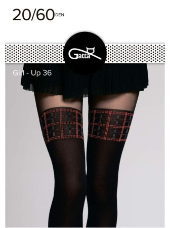 Колготки с имитацией GATTA Girl-UP 36, 4, nero/red(чёрный/красный)