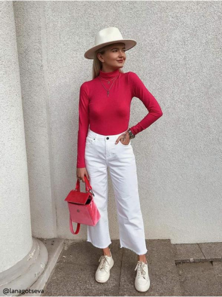 Укороченные джинсовые брюки с высокой посадкой и необработанным краем CON-243