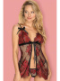 Комплект Obsessive Redessia babydoll Черно-красный || Комплект Obsessive Redessia babydoll Черно-красный