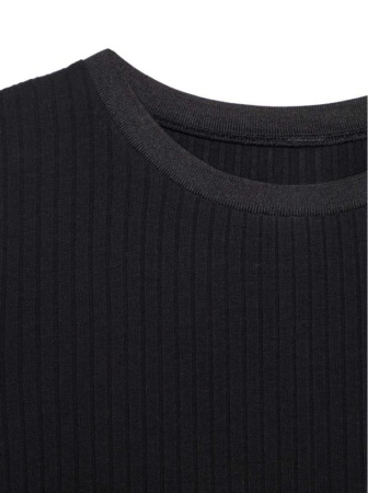 Фактурный боди-топ из вискозы премиального качества с кружевом LBD 1034 || Боді жін. CE LBD 1034, р.164-84-90, black