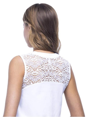 Футболка с кружевом и планкой на пуговицах LD 514 || ВТЖ Джемпер жін. CELG LD 514, р.170,176-100, білий