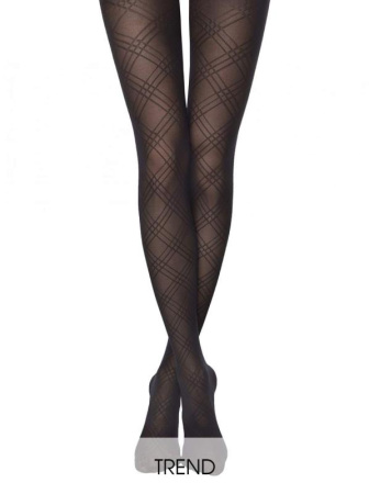 Колготки з рельєфним геометричним малюнком ADELE Lycra, р. 4, Nero