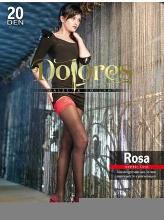 Чулки женские DOLORES Rosa 20, 3/4, nero(чёрный/красный)