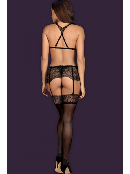 Чулки под пояс Obsessive Chiccanta Черный