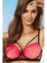 Бюстгальтер push up Kinga Volcano PU-585 Малиново-апельсиновый с черным || Бюстгальтер push up Kinga Volcano PU-585 Малиново-апельсиновый с черным