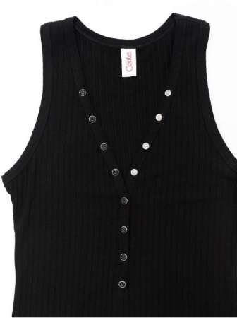 Боди в рубчик с застежкой на декоративных кнопках LBD 1135 || Боді жін. CE LBD 1135, р.170-92-98, black